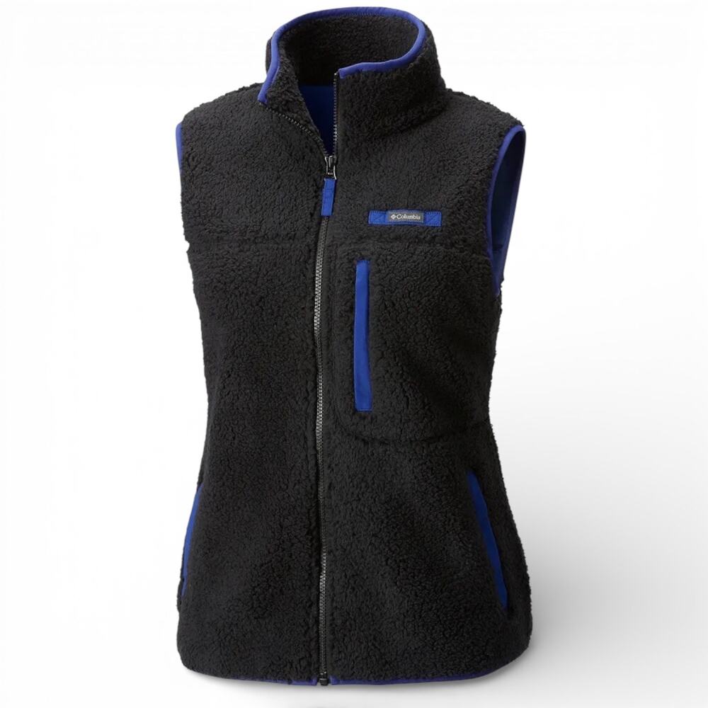 Columbia Women's Mountain Side Heavyweight Black Fleece Sherpa Vest - Size Large